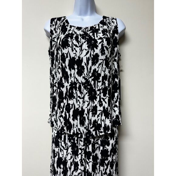 NWT JOIE Black/White Floral Accordion Pleat Set, Top/Pull-On Pants, Sz S - Picture 3 of 11